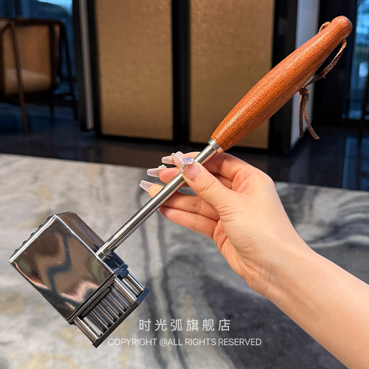 *老板娘自用*牛排松肉锤304不锈钢双面嫩肉锤二合一松肉针敲肉锤