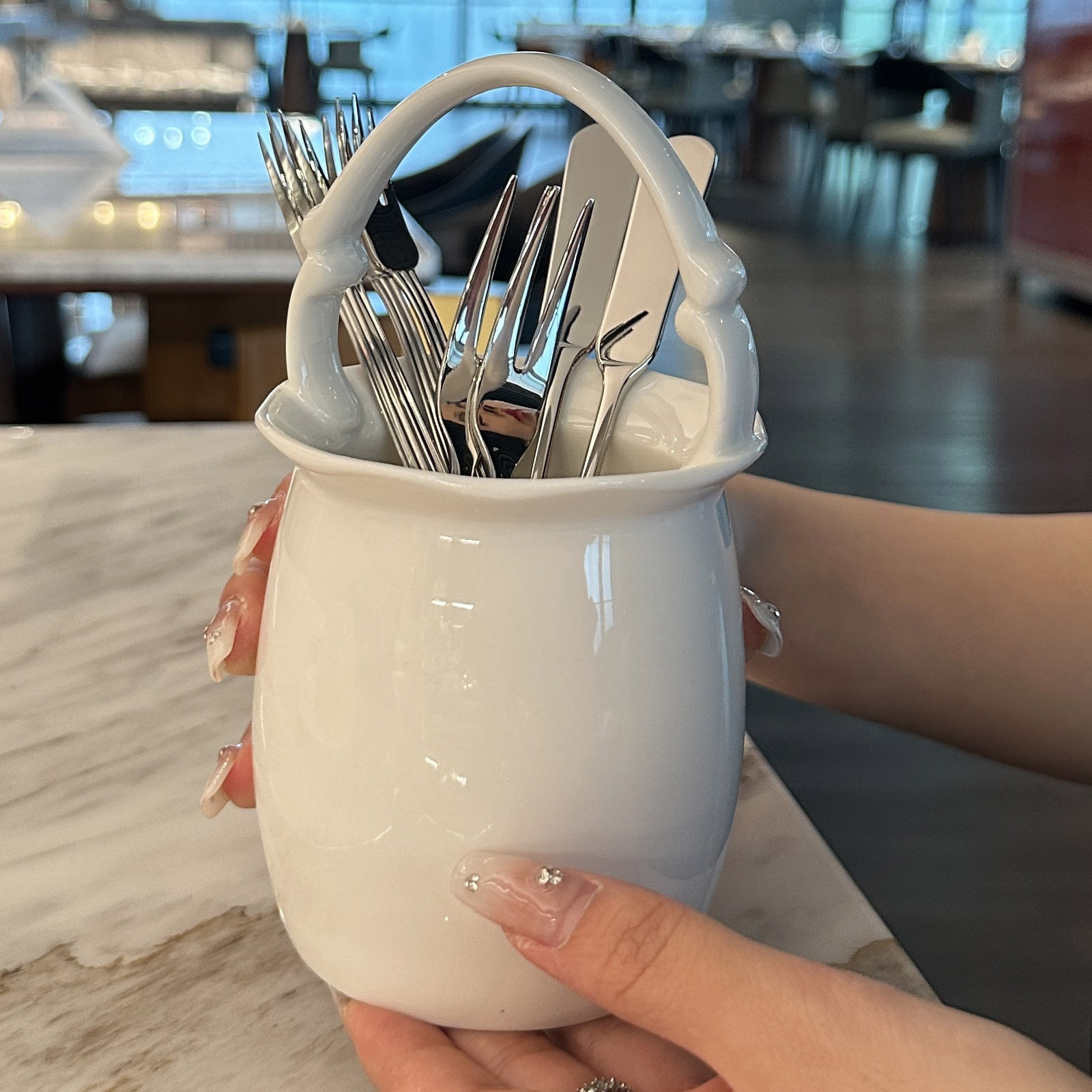 【老板娘自留轻奢款】手提筷子筒刀叉勺筷收纳筒家居陶瓷摆件装饰,餐饮具,餐具笼/架,淘宝优惠券,粉丝福利购,淘宝优惠卷