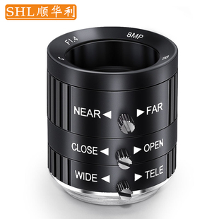 1.8靶面 SHL 10MM手动光圈F1.4变焦工业相机监控CCD镜头C口1 8MP高清3.6 广角镜头 顺华利