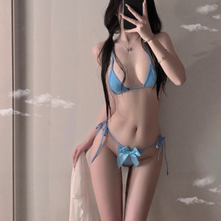 显瘦纯欲泳衣女度假 防晒比基尼大码 2025新款 分体小胸聚拢性感罩衫