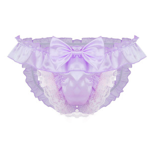 出口新款 男夜店表演性感舒适粉色潮男青年T 蕾丝花边双丁内裤