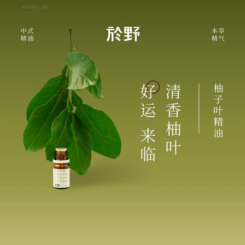 於野甄选柚子叶单方精油5ml家用