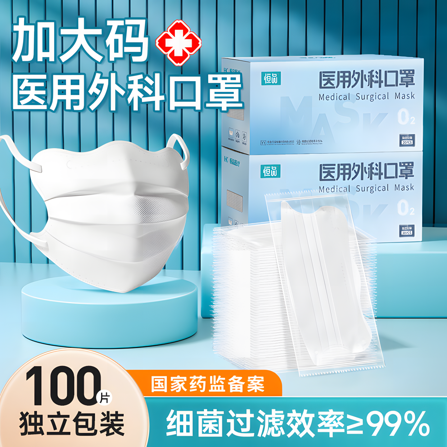 升级加大】医用外科口罩女高颜值