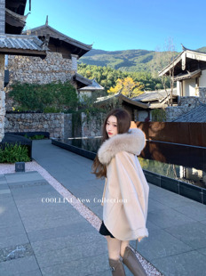 COOLLINE林子熙 皇室小女儿 气质轮廓精致可拆卸毛领双面呢大衣