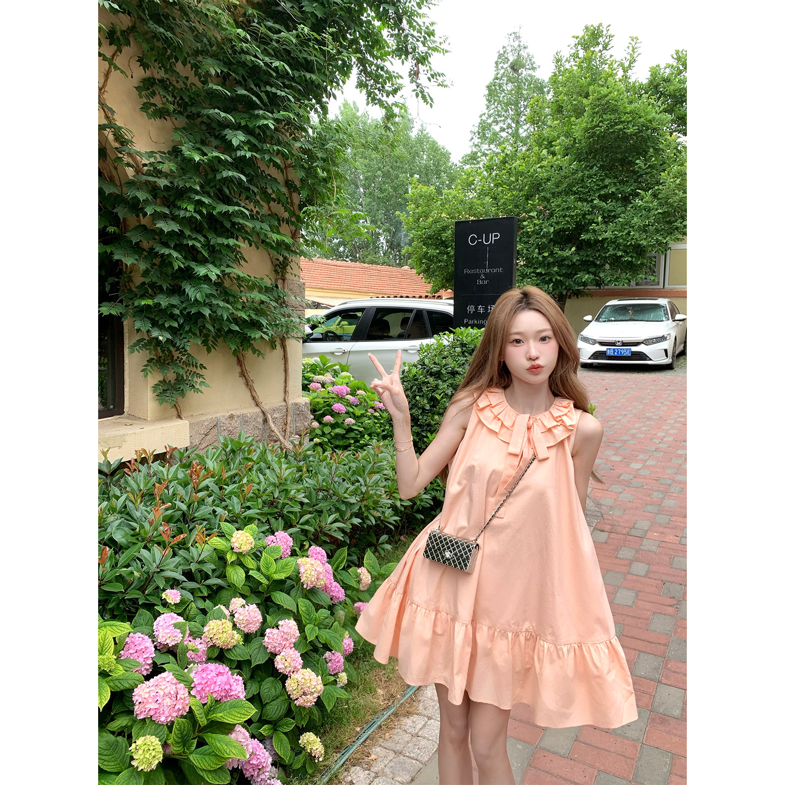 COOLLINE林子熙 西柚之夏 两色天丝甜美显白少女感碎花连衣裙短裙
