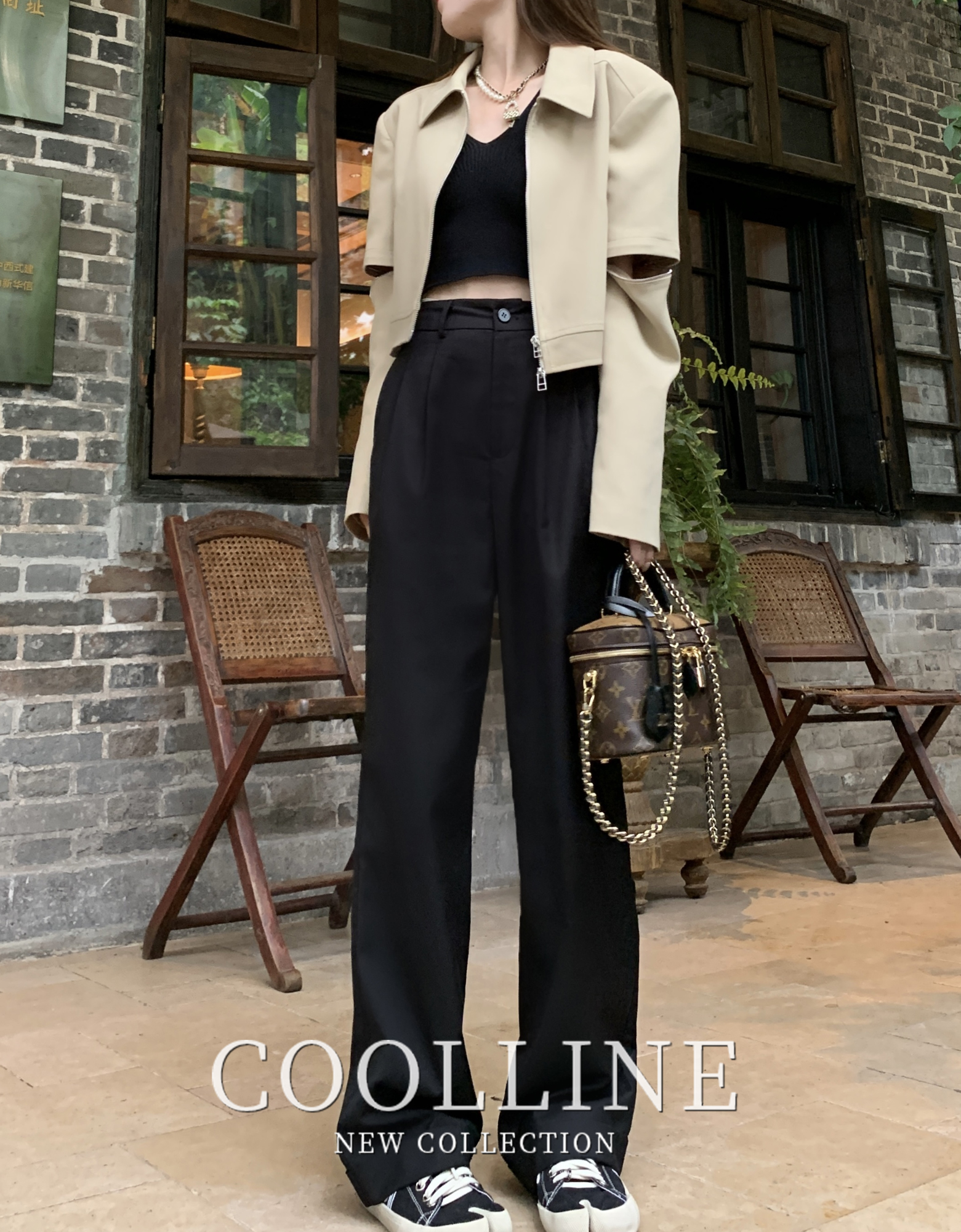 COOLLINE林子熙高腰垂感西装裤