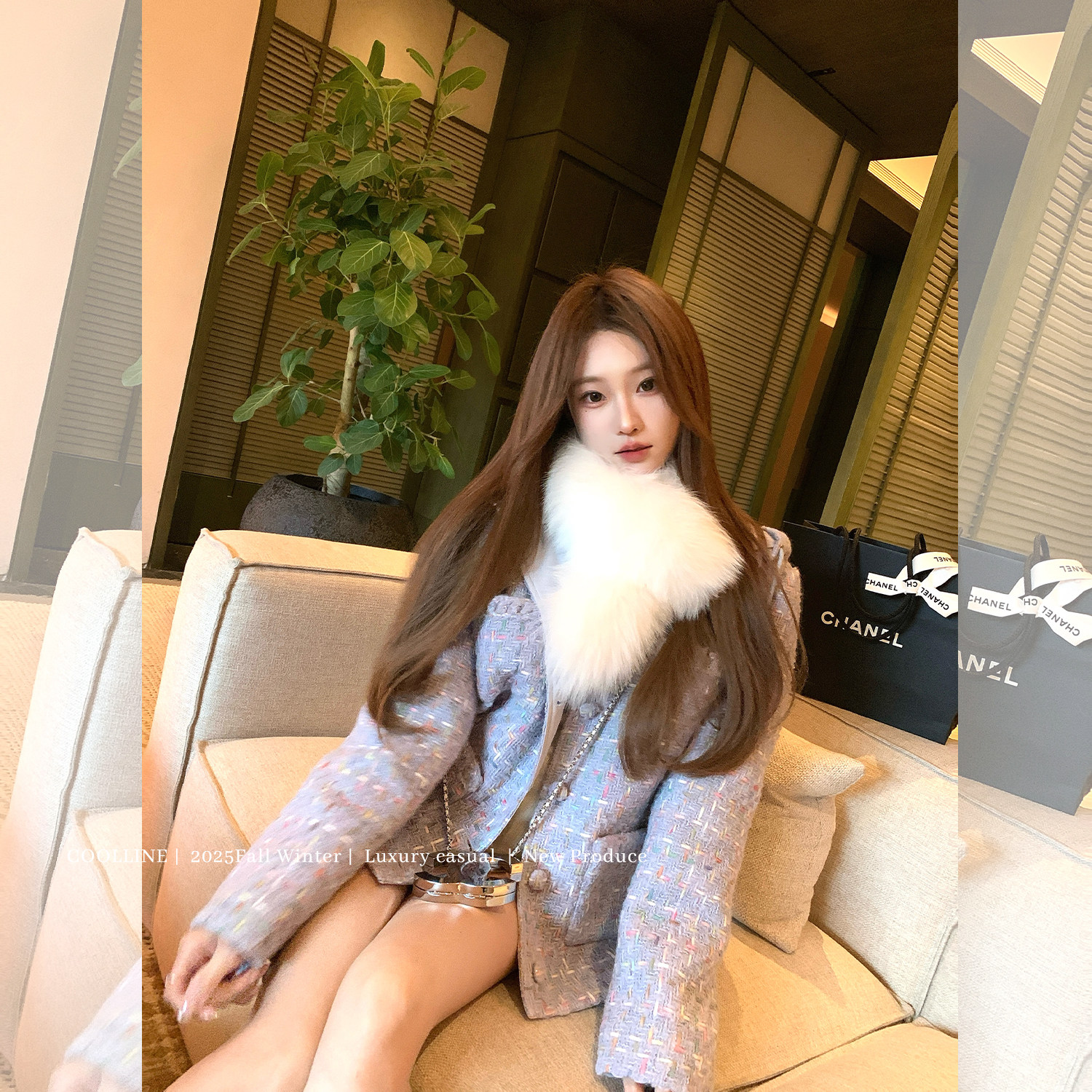 COOLLINE林子熙 明镜花名品 艺术感莫奈紫小香外套女显瘦连帽上衣,女装/女士精品,短外套,淘宝优惠券,粉丝福利购,淘宝优惠卷