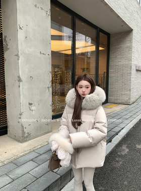 COOLLINE林子熙 甜甜妹宝Loro色系 气质温柔大狐狸毛领羽绒服外套