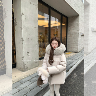 COOLLINE林子熙 气质温柔大狐狸毛领羽绒服外套 甜甜妹宝Loro色系