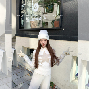 COOLLINE林子熙 十二月幸运星 D家滑雪系列翻领贵气千金针织毛衣