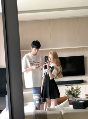 COOLLINE林子熙 奥斯汀小姐 黑色学院风背带收腰连衣裙女气质短裙