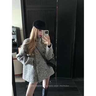 气质大衣外套 高级感重工羊毛斜纹中长款 COOLLINE林子熙 伦敦桥下