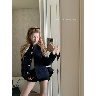 COOLLINE林子熙 查理一世  深蓝色金扣贵气高级感小香风外套上衣
