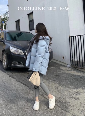 COOLLINE 林子熙 babyblue&咖啡冻奶茶 韩系休闲中长款羽绒