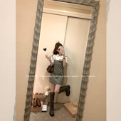 miu系经典 COOLLINE林子熙 拜托了少女心 黑白格吊带裙绑带短裙