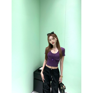 4色chao好穿弹力大正肩短袖 人手两件 蜜桃奶欲T COOLLINE林子熙