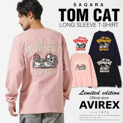 日单avi男纯棉长袖T恤rex秋款大码刺绣外套TomCat米国空军警卫队