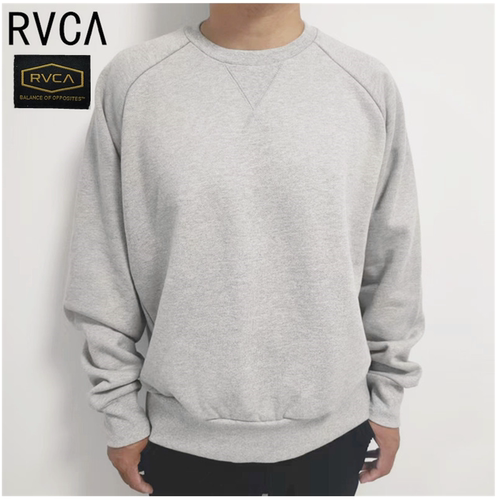 日单新款RVCA纯棉重磅卫衣男士圆领套头简约插肩袖秋冬外套宽松