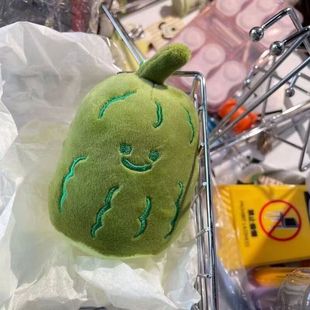 可爱卡通创意双面苦瓜毛绒包挂件高颜值钥匙扣ins风超萌挂饰绿色
