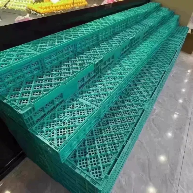超市折叠周转框水果店摆台展示筐多功能货架塑料折叠筐水果筐阶梯