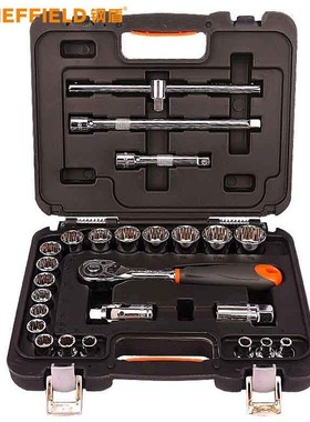 钢盾汽车26件套12.5mm系列公制12角套筒组套棘轮扳手套装 S010026