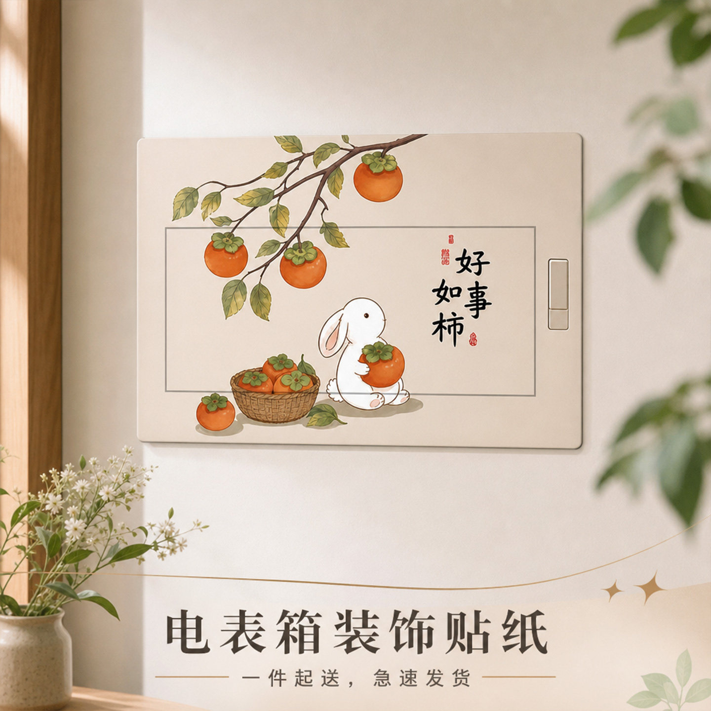 网红卡通电表箱装饰贴好事如柿墙面装饰贴画弱电箱电闸箱遮丑墙贴