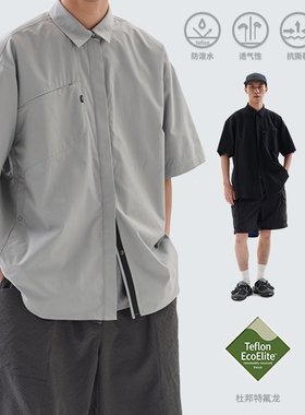 BUTTBILL BETA  Solotex/特氟龙三防 23SS弧形袋短袖衬衫宽松半袖