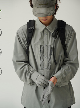 BUTTBILL BETA 23FW 特氟龙三防格纹防撕裂长袖衬衫宽松口袋拼接