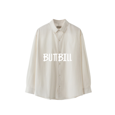 BUTTBILL25AW棉锦混纺格纹肌理感日系复古长袖衬衫慵懒衬衣外套