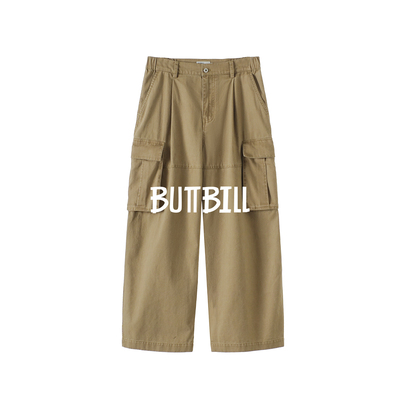 BUTTBILL 25AW人字纹大口袋工装裤男情侣日系复古通勤休闲长裤子