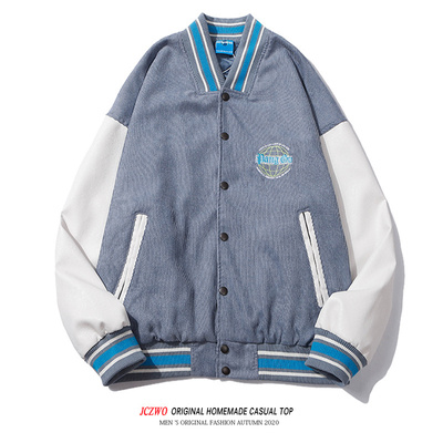 美式复古潮bf灯芯绒秋冬棒球服