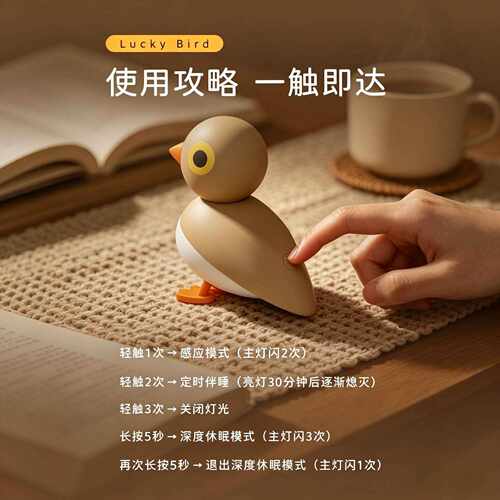 2026跨境新品幸运鸟小夜灯带磁吸带感应功能家居小夜灯Lucky Bird