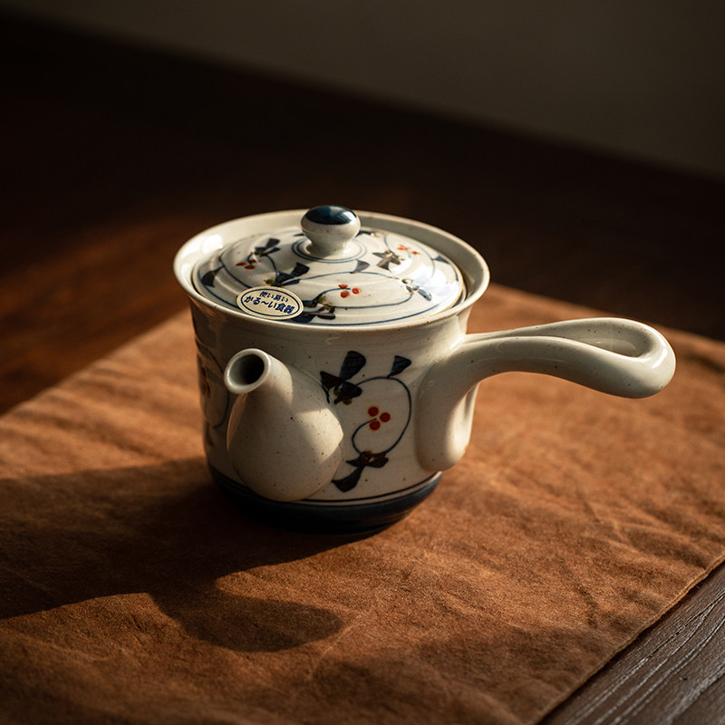 日本进口陶瓷茶壶一诚侧把急须手工家用功夫茶具泡茶壶茶具套装