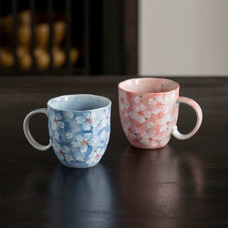 日本进口陶瓷马克杯情侣对杯家用可爱咖啡杯大容量日式水杯茶杯