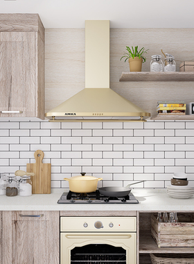 Amka油烟机家用复古厨房抽油烟机脱排顶吸欧式白色小型烟机大吸力