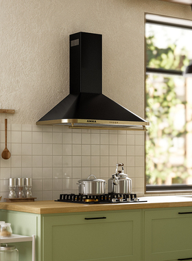 Amka复古油烟机家用厨房抽油烟机公寓顶吸欧式迷你小型烟机小尺寸