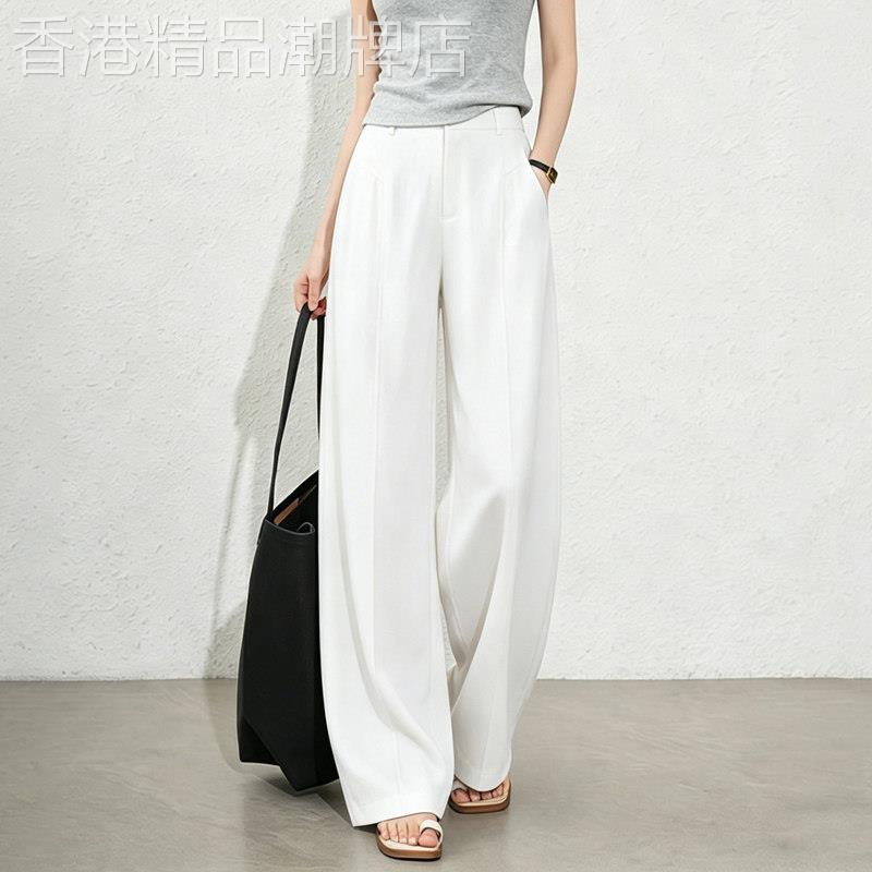 白色高腰西装裤女2026夏季新款极简风优雅通勤百搭松弛感直筒长裤