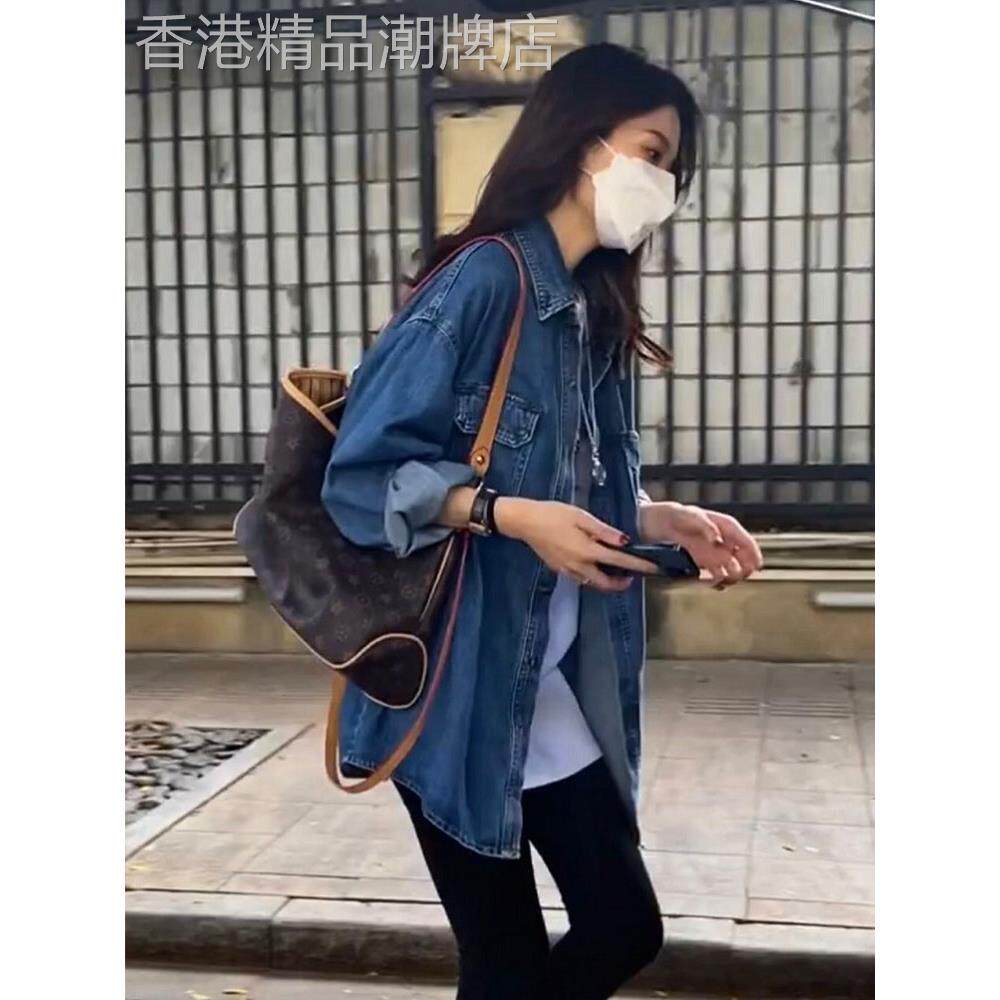 蓝色牛仔外套女春秋欧货流行漂亮时尚马甲夹克大版上衣中长版衬衫