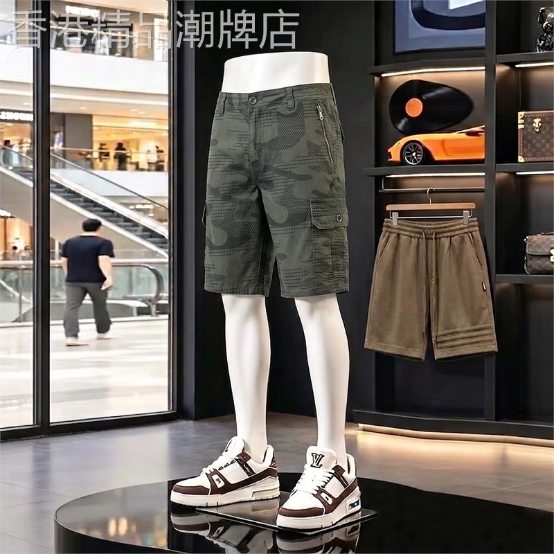 潮牌美式薄款工装军绿色短裤男士2026夏季潮流大尺码休闲百搭五分