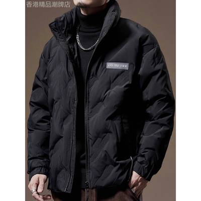 法国高端品牌80%灰鸭绒黑色羽绒服男士加厚保暖短款防寒外套夹克