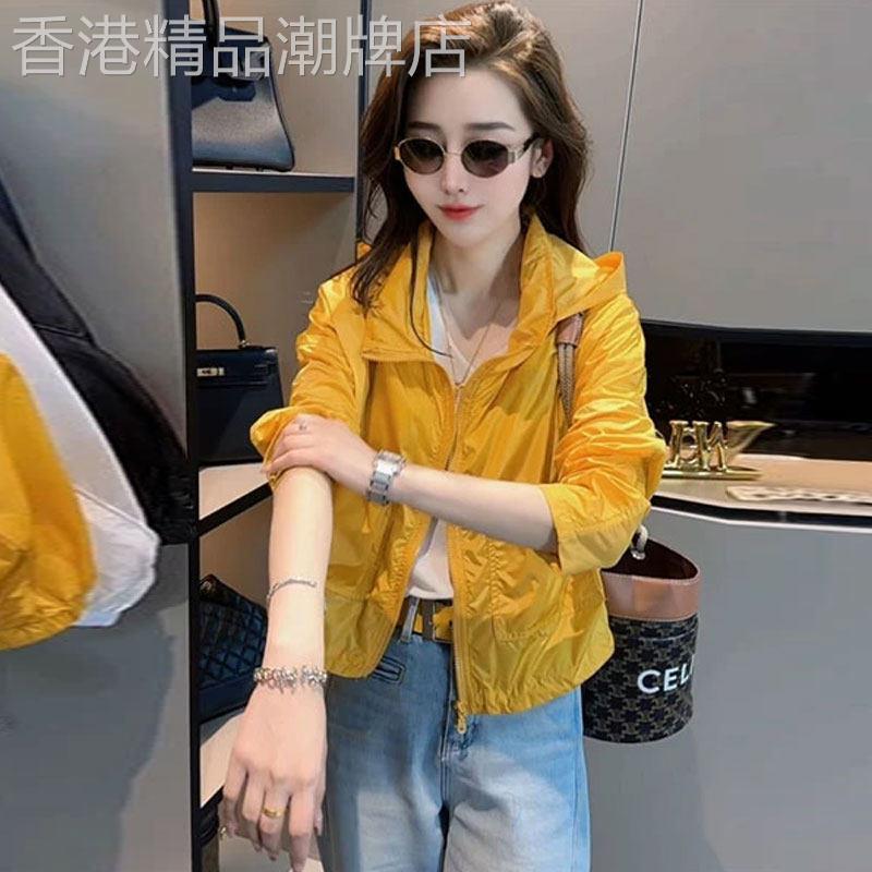 香港代购阳光系连帽防晒外套女春季新款轻薄拉炼开衫防晒衣短上衣