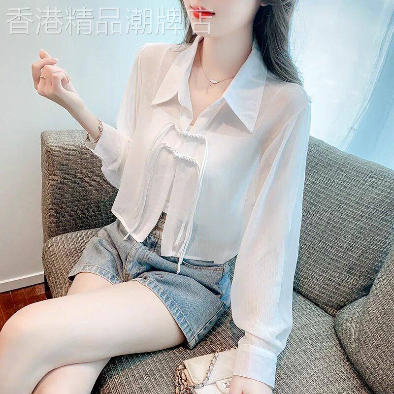 白色雪纺防晒衬衫女2026新款夏季薄款高级感轻奢减龄洋派短款外套