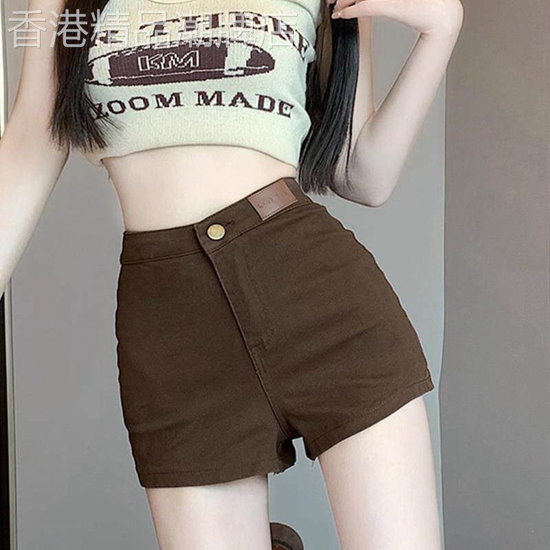 潮牌a字牛仔裤夏季新款韩版百搭高腰弹力女修身显瘦辣妹包臀短裤