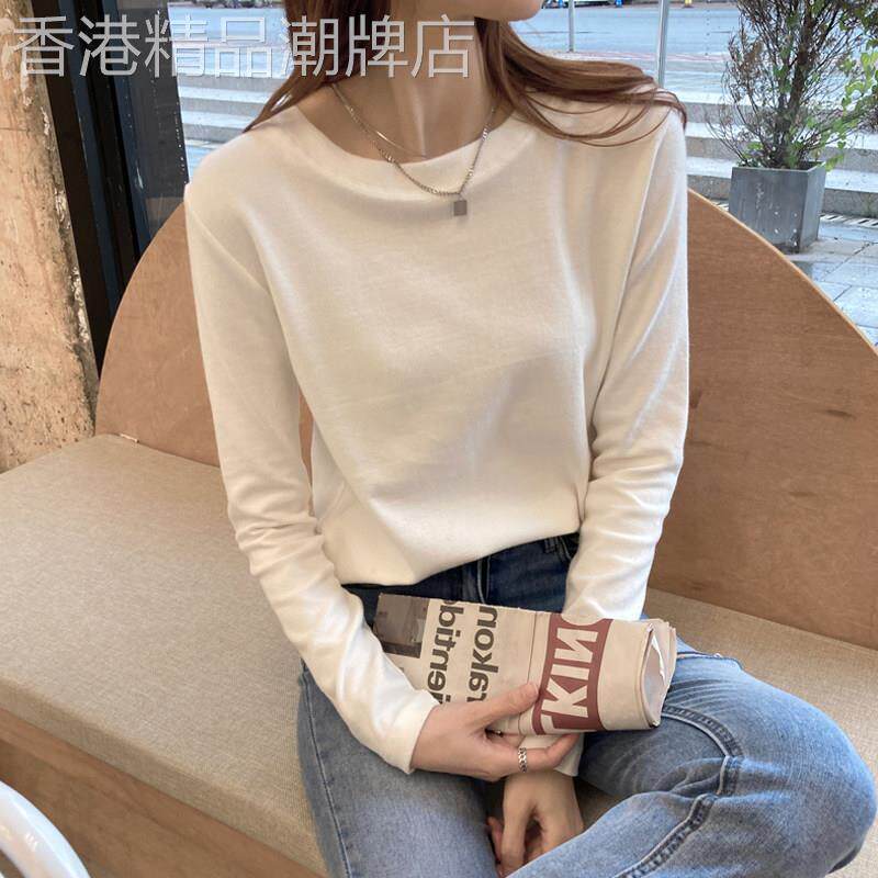 白色长袖T恤女2025秋装新款韩版宽松显瘦打底衫内搭叠穿上衣ins潮