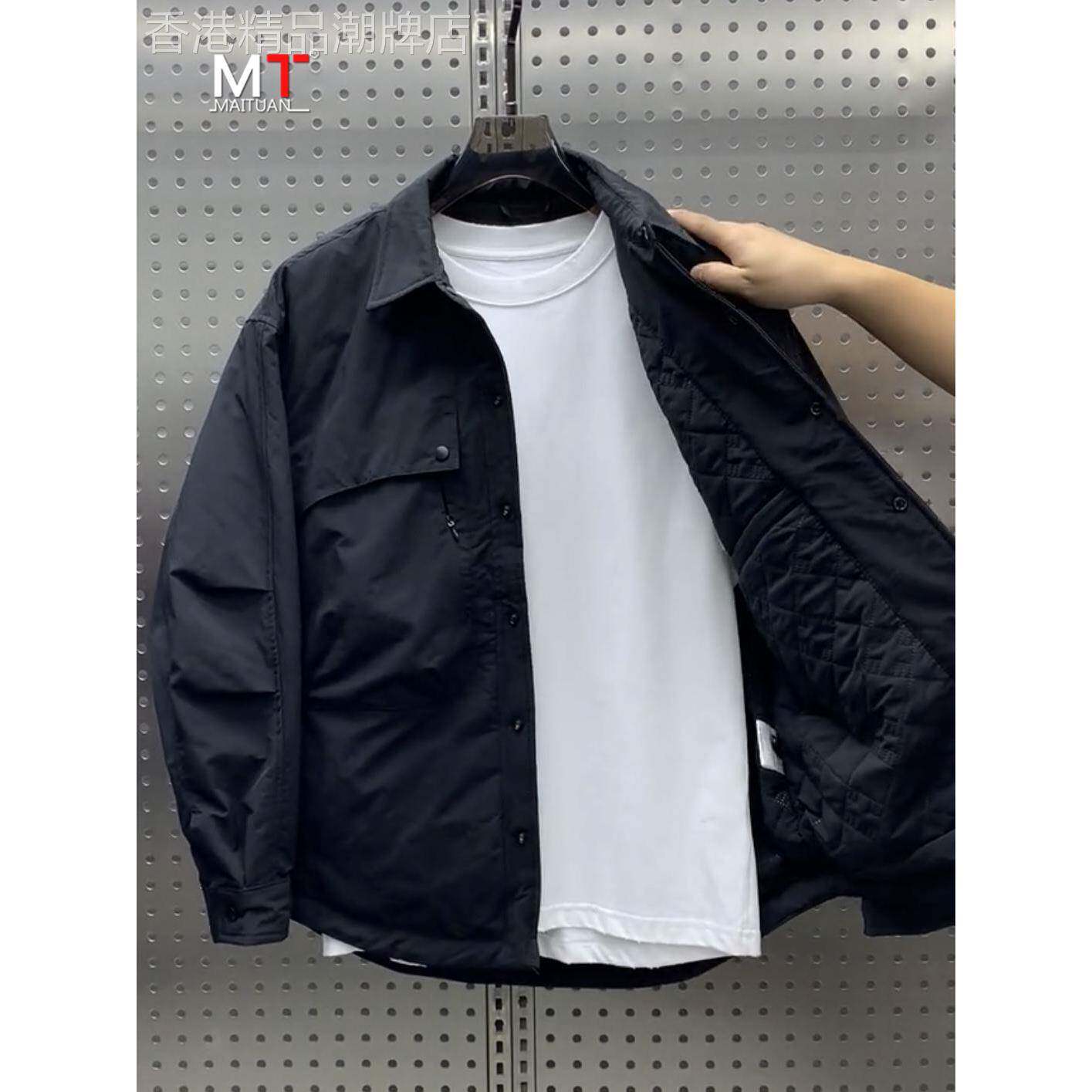 高端工装棉服外套男士2025新款秋冬季翻领加厚夹棉衣休闲夹克男款