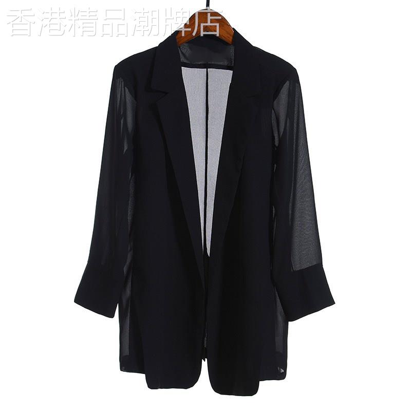 潮牌薄款西装外套女2026夏季垂感网红雪纺开衫西服韩版宽松空调衫