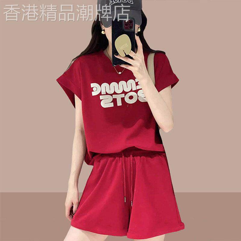 2025新款韩版休闲运动套装女夏装时尚洋气减龄宽松短袖短裤两件套