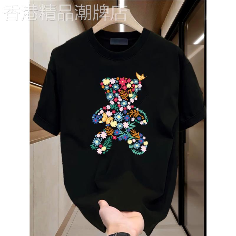 出口美国⭐Chrisma Katch~新款纯棉短袖t恤小熊印花圆领半袖T恤