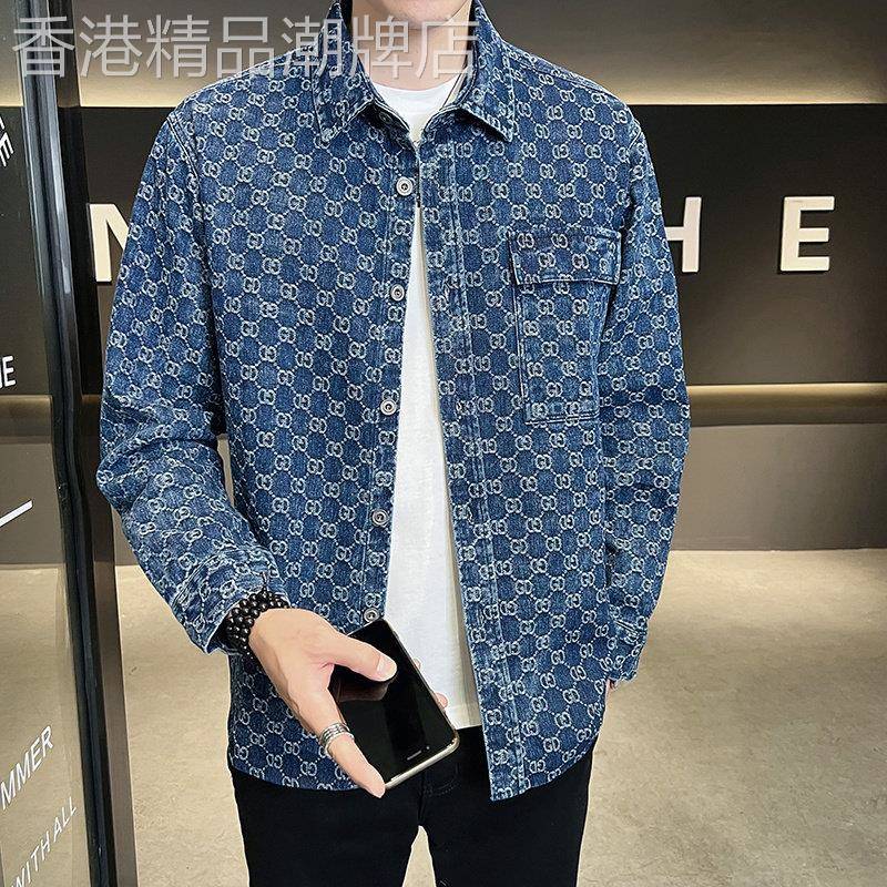 牛仔夹克衬衫男士春秋季新款百搭休闲宽松潮牌薄款长袖衬衣外套男