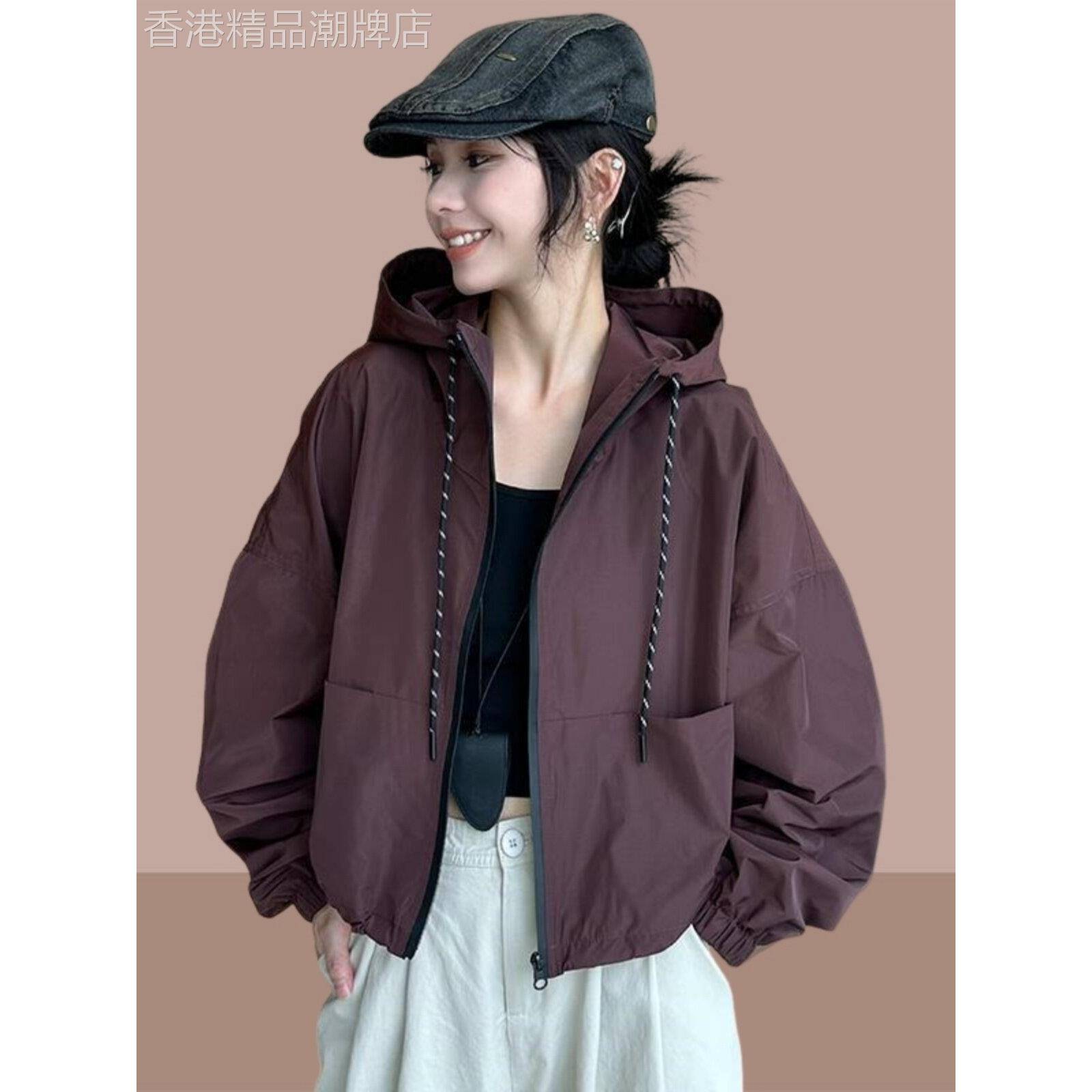 日系2025秋季新款女士冲锋衣短外套宽松洋气时尚休闲独特夹克上衣